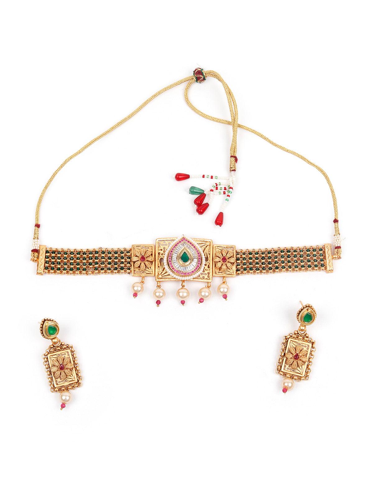 Beautiful Gold Choker Set for Women - Rajwada