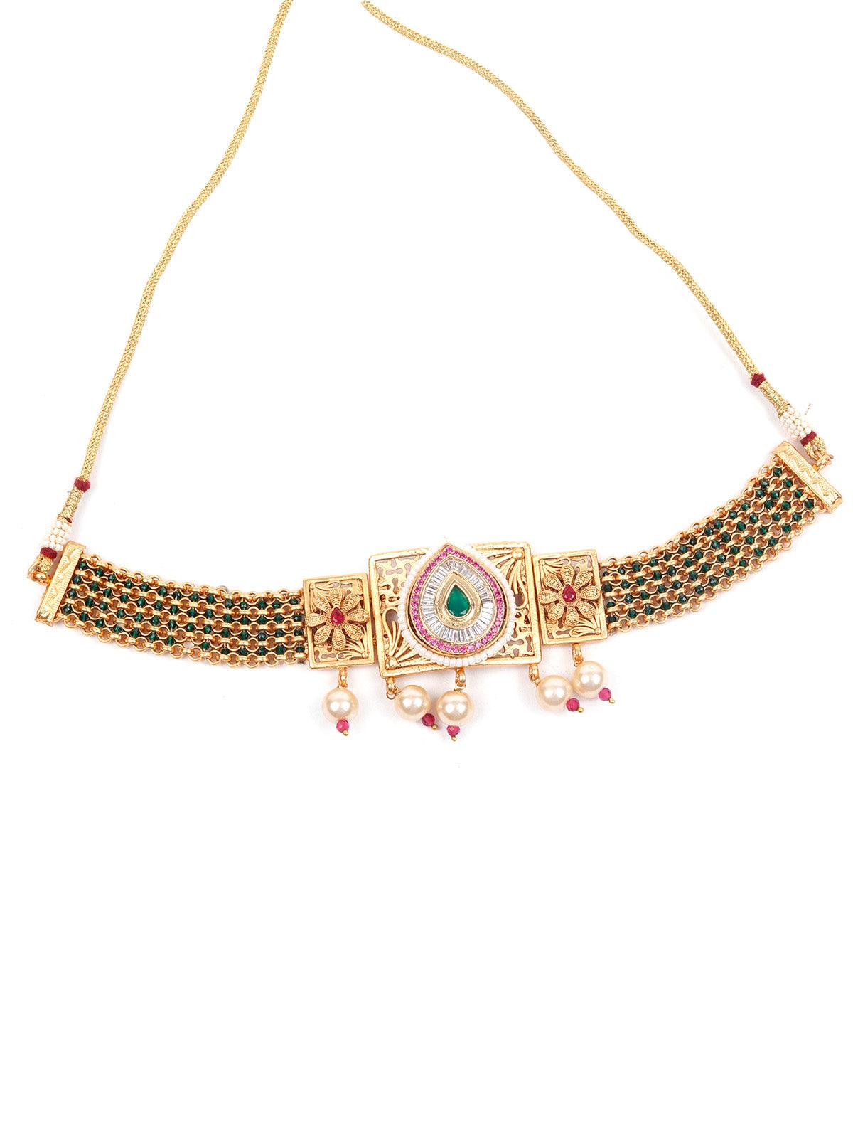 Beautiful Gold Choker Set for Women - Rajwada