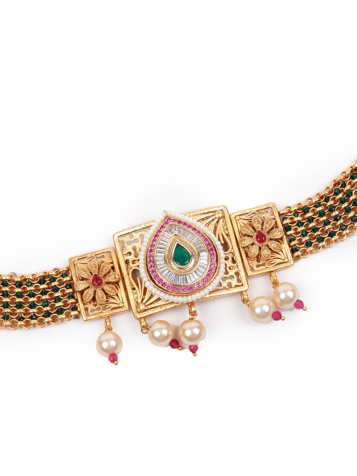 Beautiful Gold Choker Set for Women - Rajwada