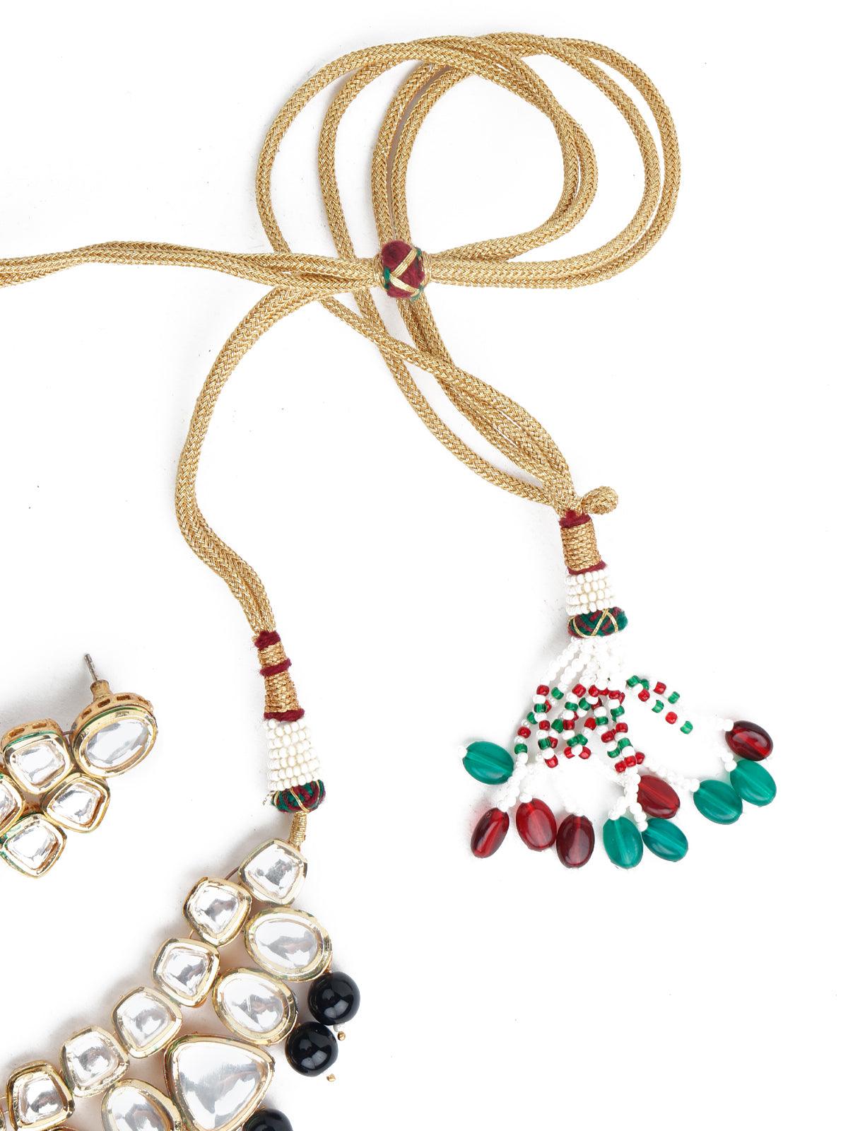 Beautiful Kundan and Black Mani Necklace Set! - Rajwada