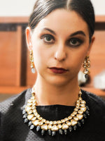 Beautiful Kundan and Grey Mani Necklace Set! - Rajwada
