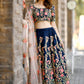 Beautiful Navy Blue Silk Lehenga Choli Set - Rajwada