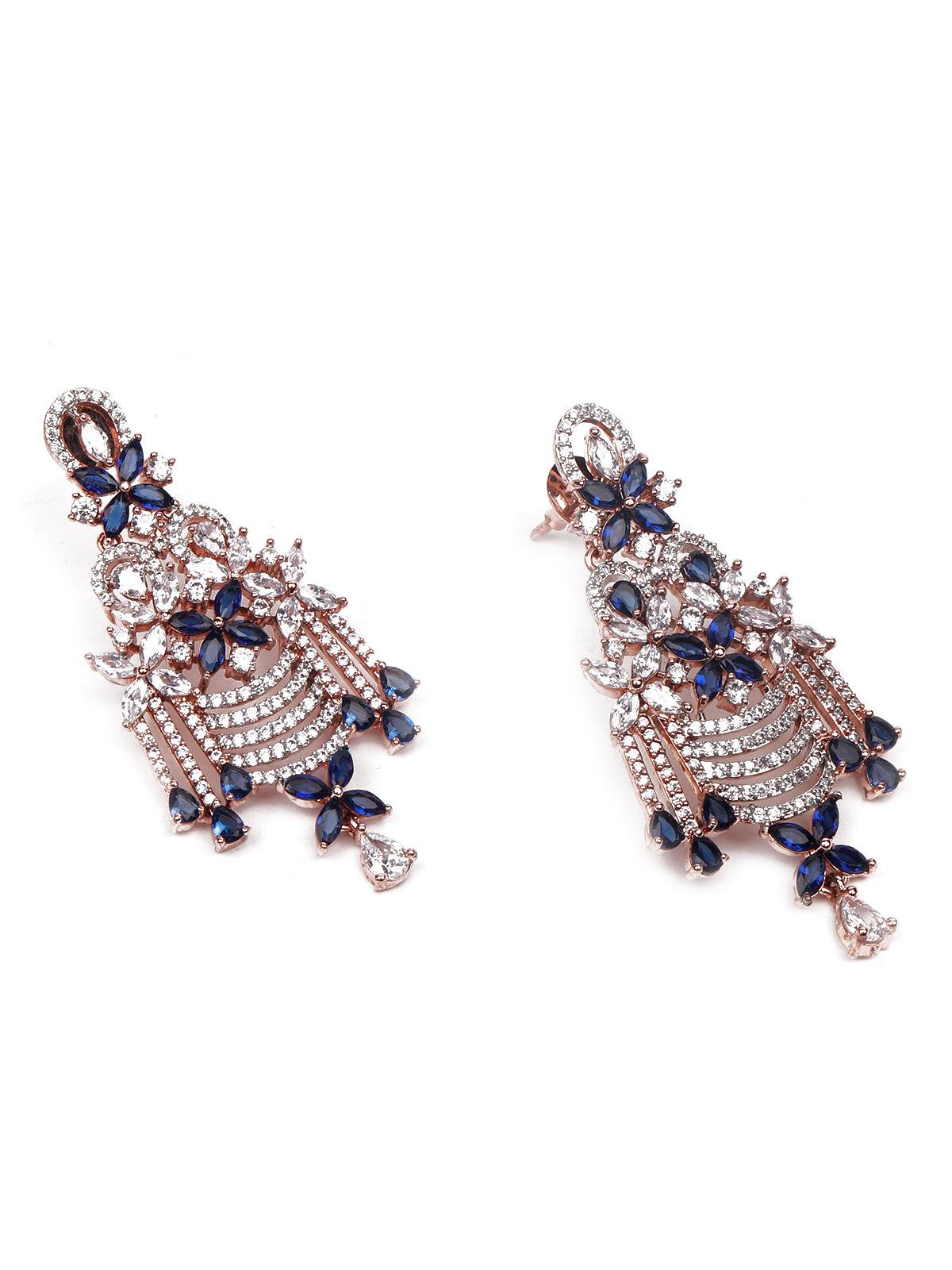 Beautiful rose gold sapphire jewellery set - Rajwada