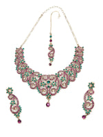 Beautifully Made Purple And Green Stone Set - Rajwada