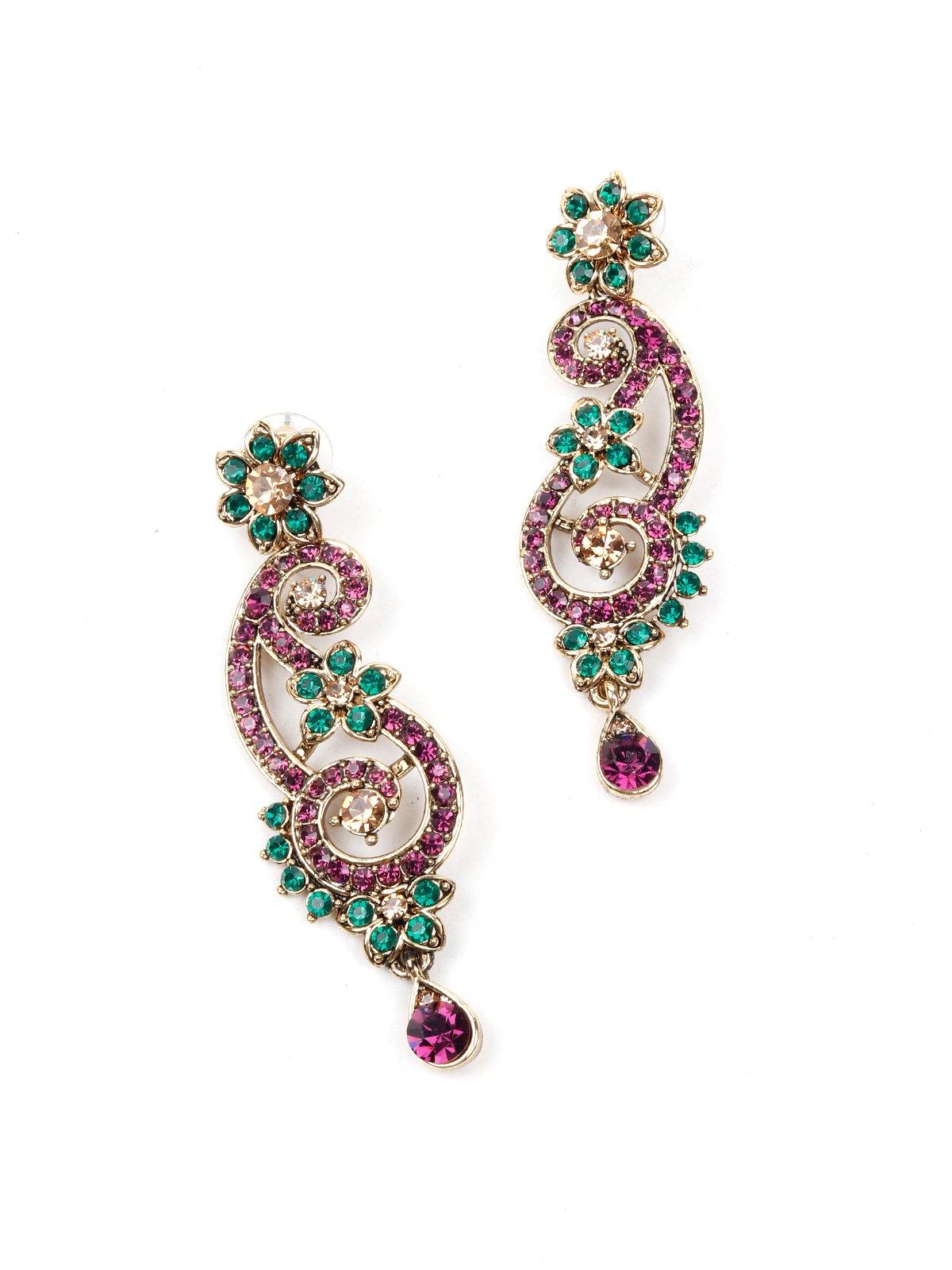 Beautifully Made Purple And Green Stone Set - Rajwada