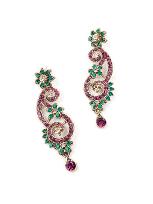 Beautifully Made Purple And Green Stone Set - Rajwada