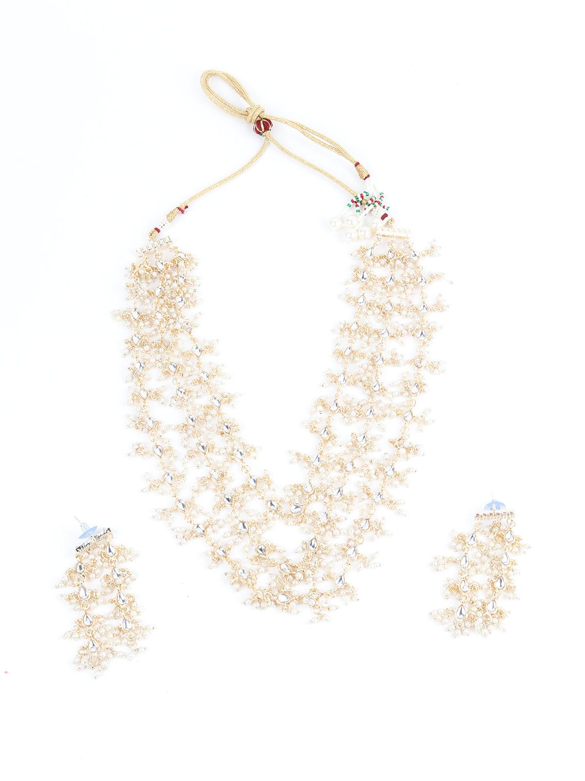 Beautifying Multilayered Pearl Necklace Set - Rajwada