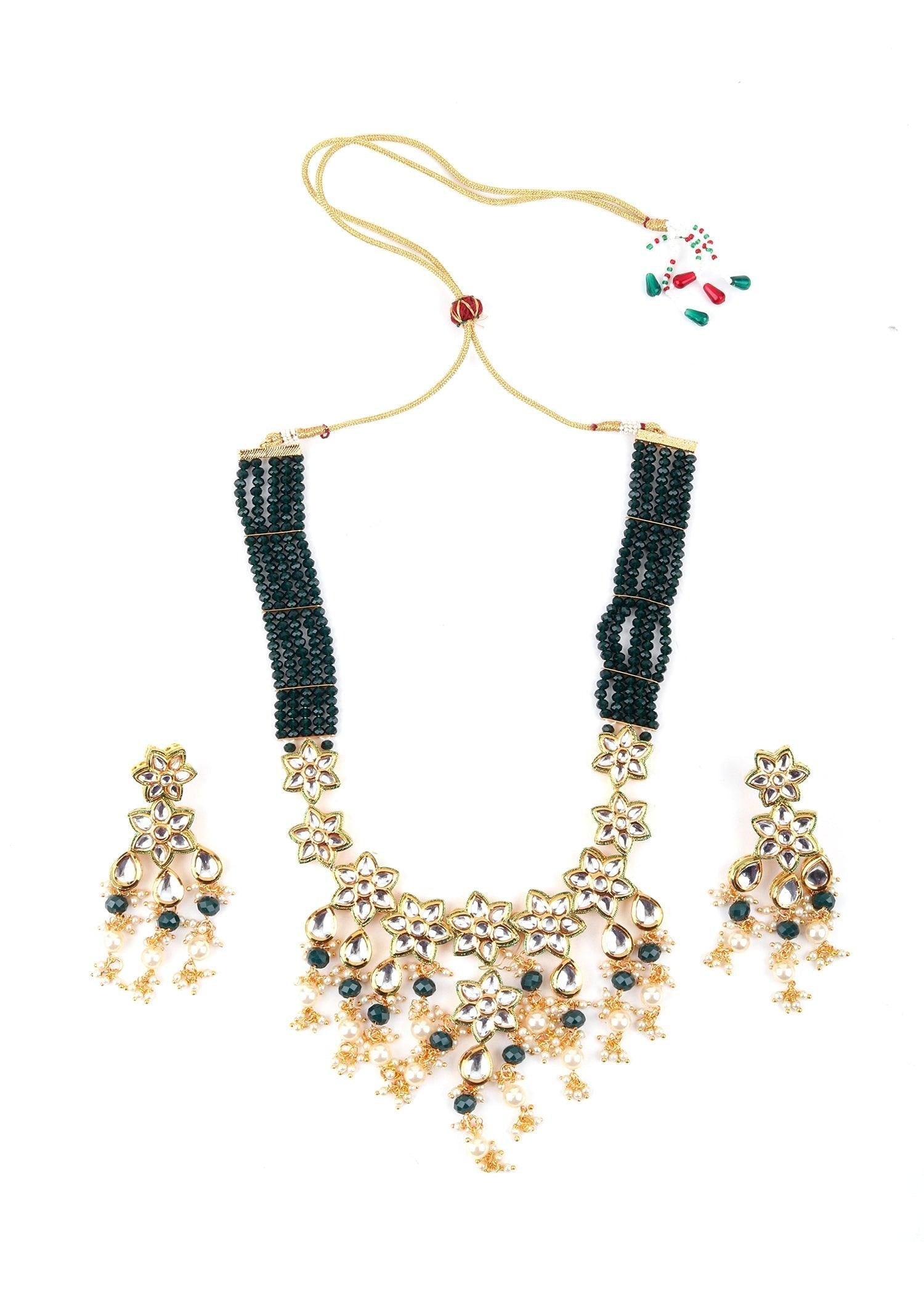 Beauty In green  Necklace Set - Rajwada