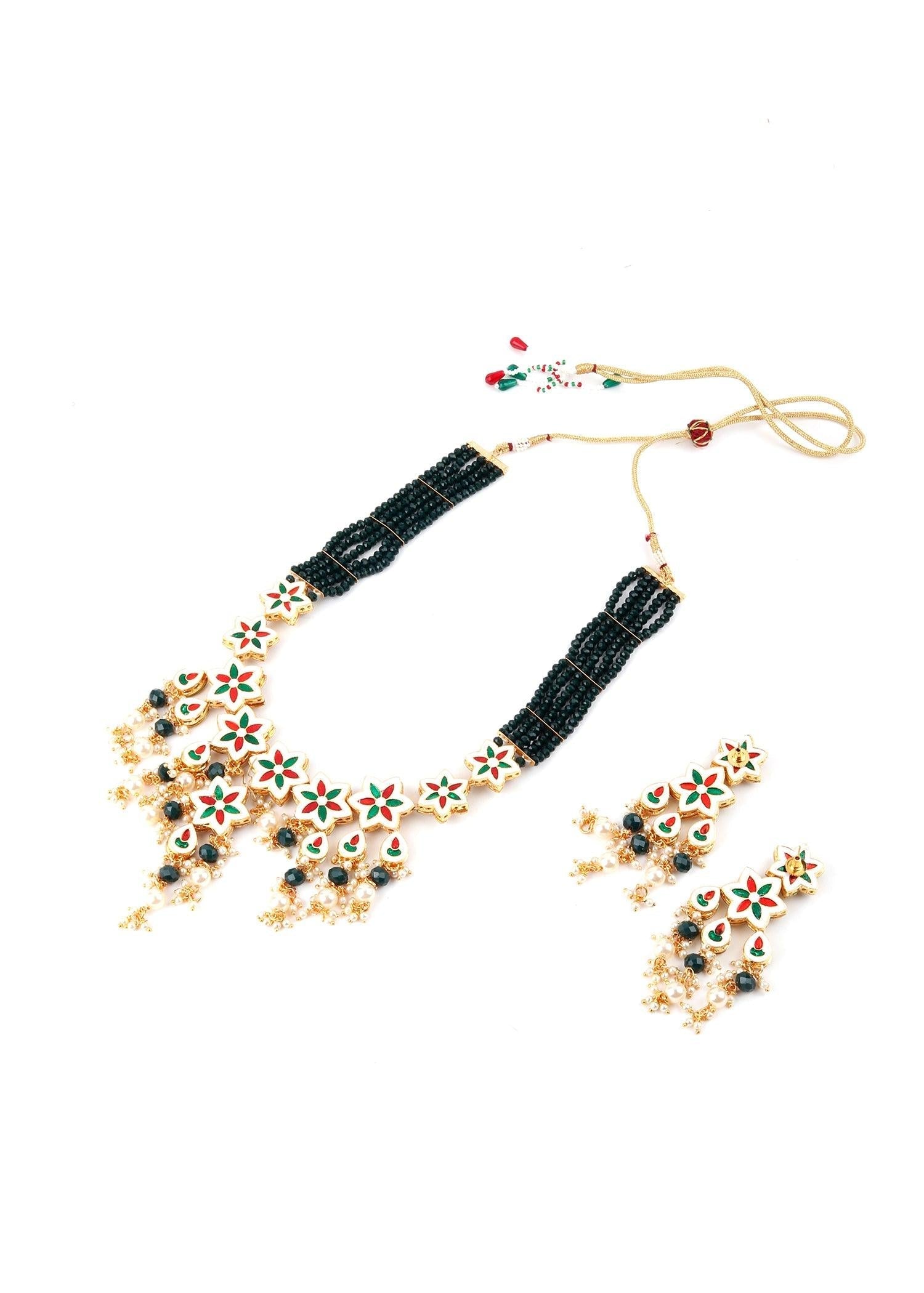 Beauty In green  Necklace Set - Rajwada