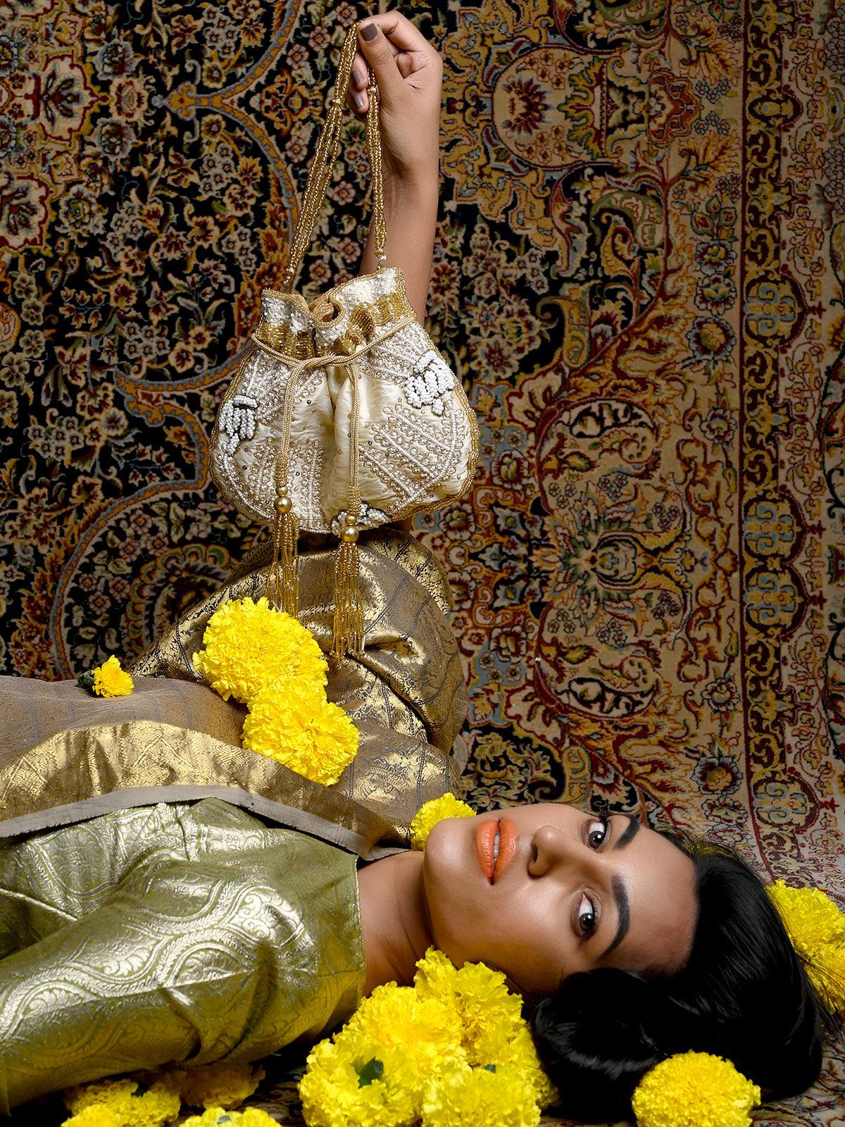 Beige Alluring Potli - Rajwada