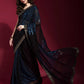 Black and Blue Georgette Sequence Saree With Blouse - Rajwada