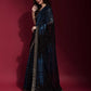 Black and Blue Georgette Sequence Saree With Blouse - Rajwada