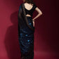 Black and Blue Georgette Sequence Saree With Blouse - Rajwada