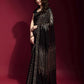 Black and Gold Georgette Sequence Saree With Blouse - Rajwada