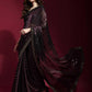 Black and Pink Georgette Sequence Saree With Blouse - Rajwada