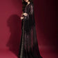 Black and Pink Georgette Sequence Saree With Blouse - Rajwada