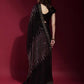 Black and Pink Georgette Sequence Saree With Blouse - Rajwada