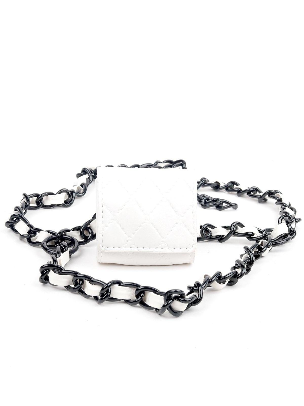 Black and white mini chained belt bag - Rajwada