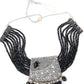 Black Beaded Statement Necklace Set - Rajwada