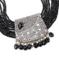 Black Beaded Statement Necklace Set - Rajwada
