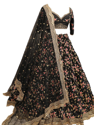 Black Floral Sassy Lehenga Choli Set - Rajwada