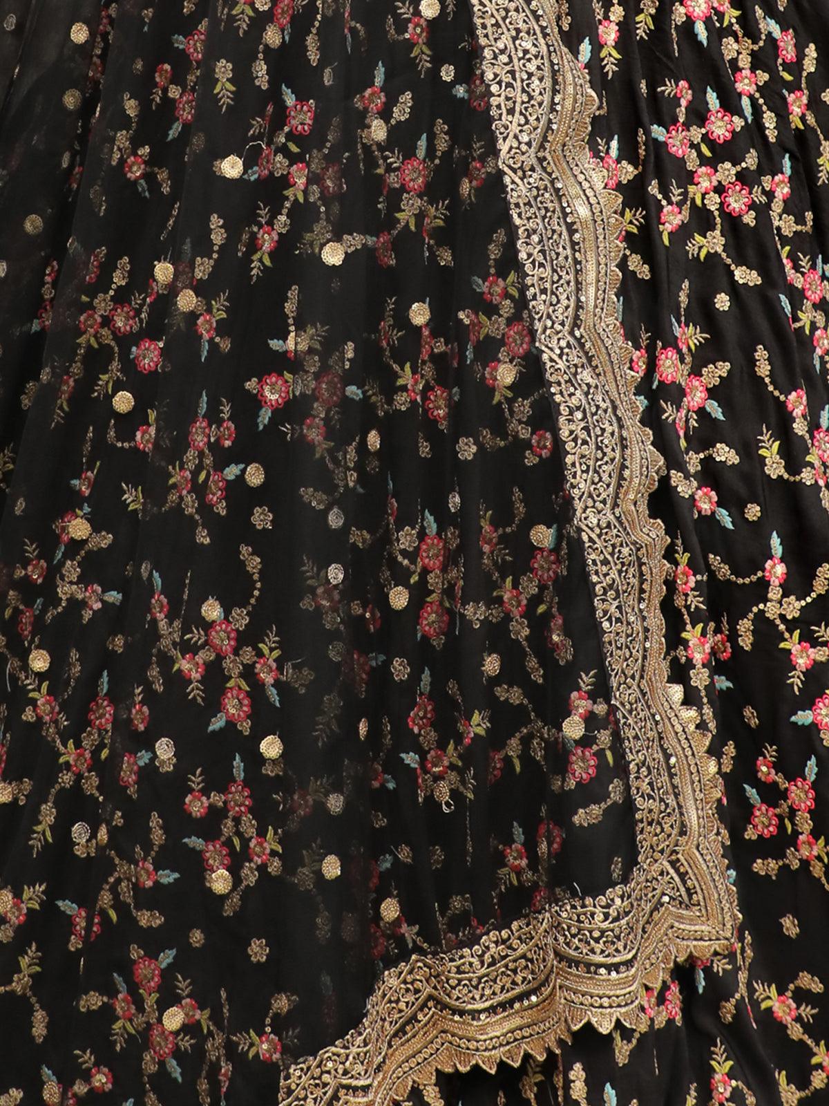 Black Floral Sassy Lehenga Choli Set - Rajwada