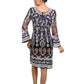 Black V-neck Sequin Embroidered Midi Dress - Rajwada