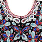 Black V-neck Sequin Embroidered Midi Dress - Rajwada
