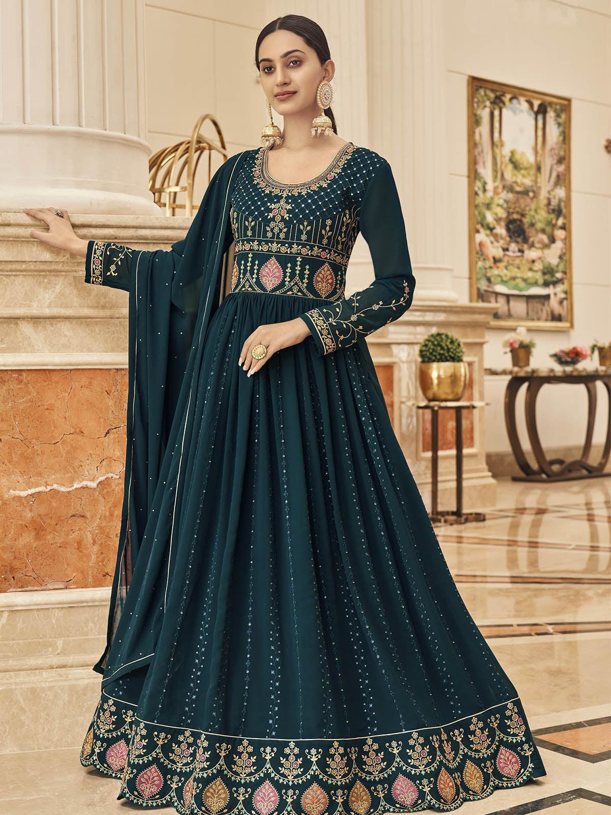 Blue Floor Length Anarkali Kurta - Rajwada