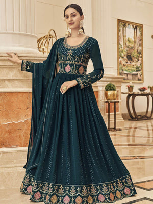 Blue Floor Length Anarkali Kurta - Rajwada