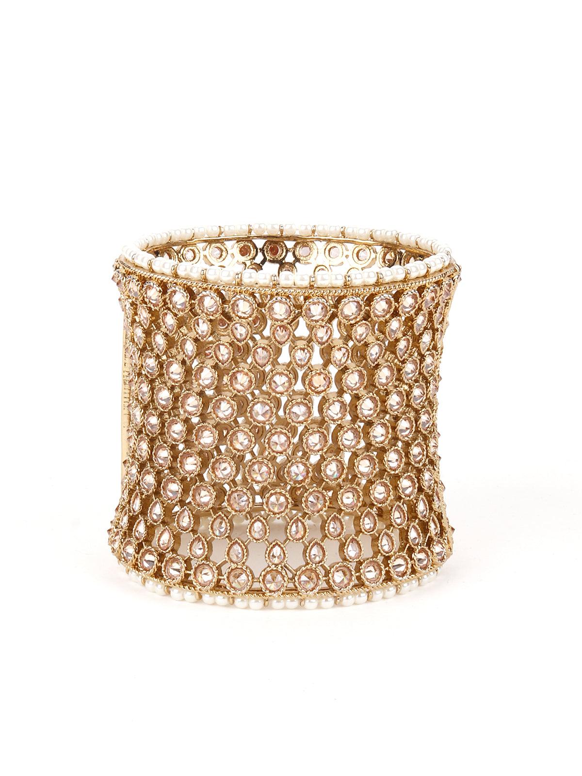 Bold Gold Embellished Bracelet - Rajwada