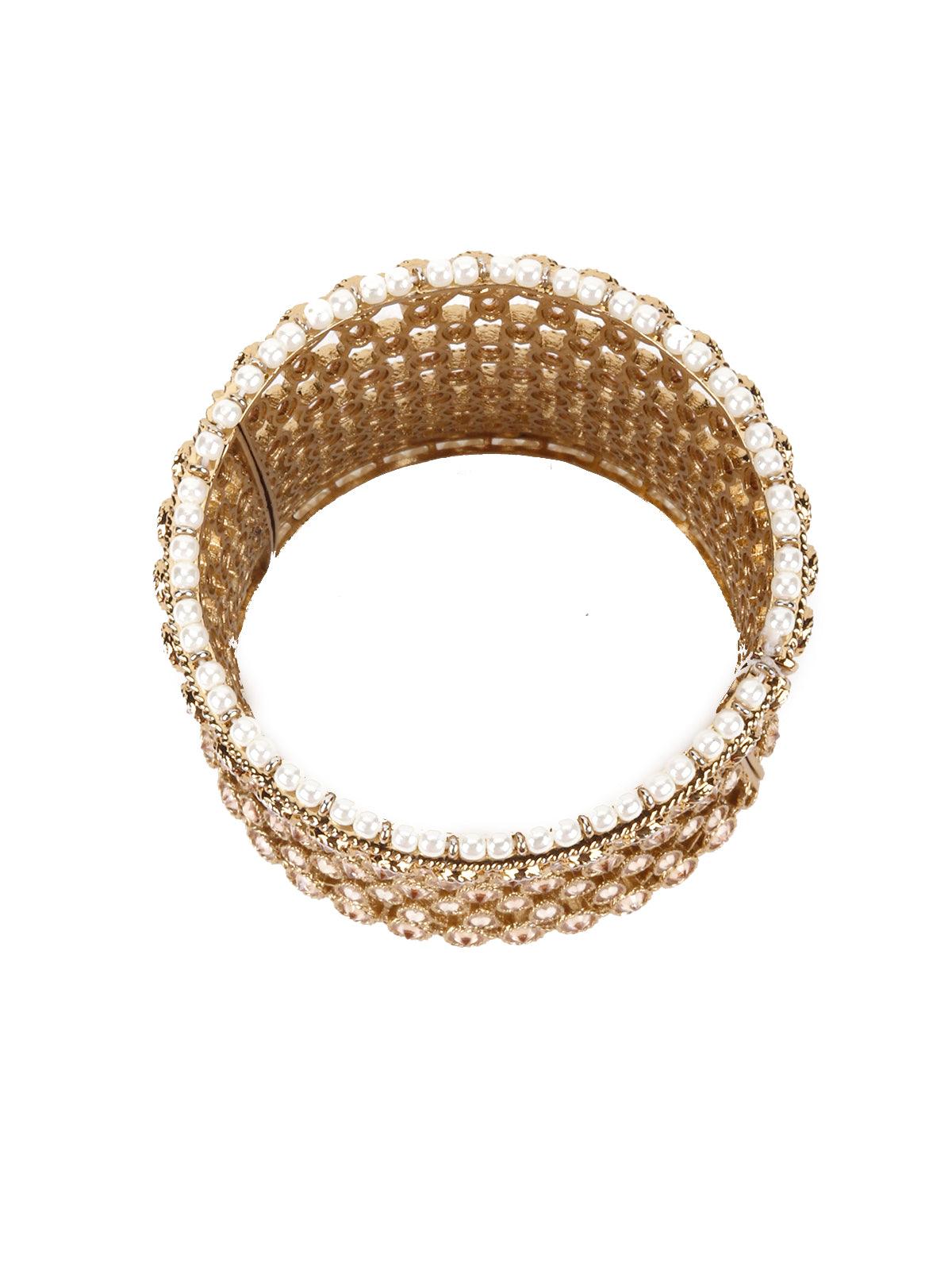 Bold Gold Embellished Bracelet - Rajwada