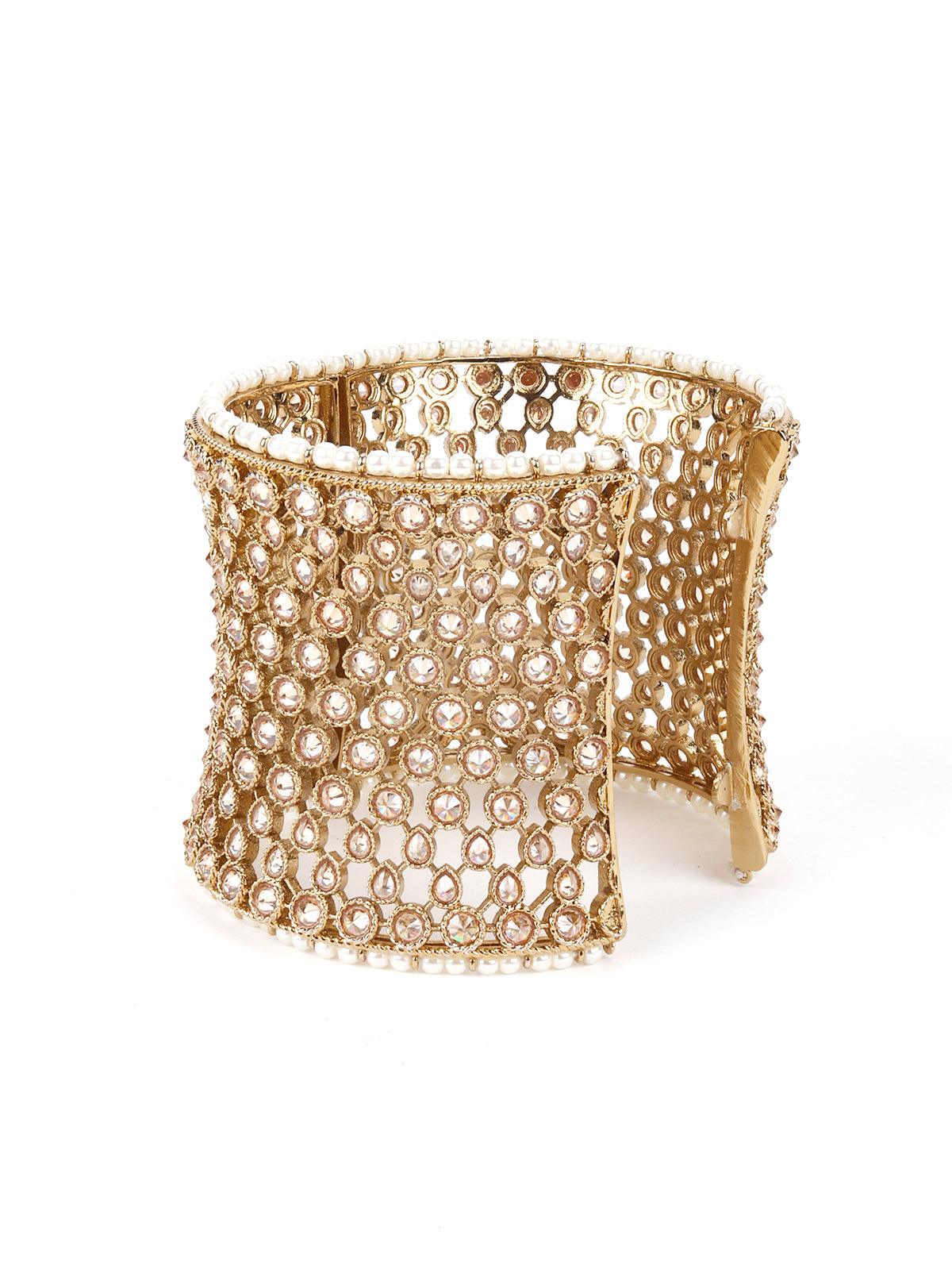 Bold Gold Embellished Bracelet - Rajwada