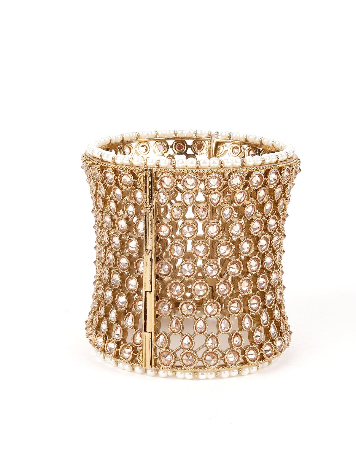 Bold Gold Embellished Bracelet - Rajwada