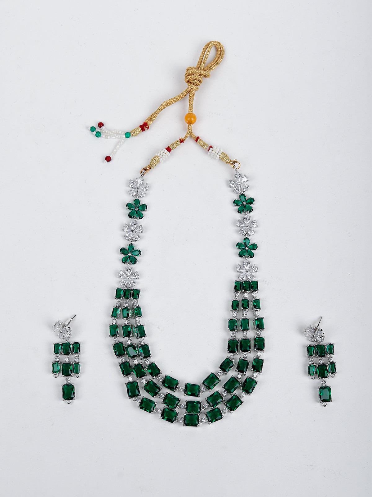 Bottle Green Trendy Necklace Set - Rajwada
