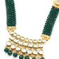 Bottle Green-White Long Divine Necklace Set - Rajwada