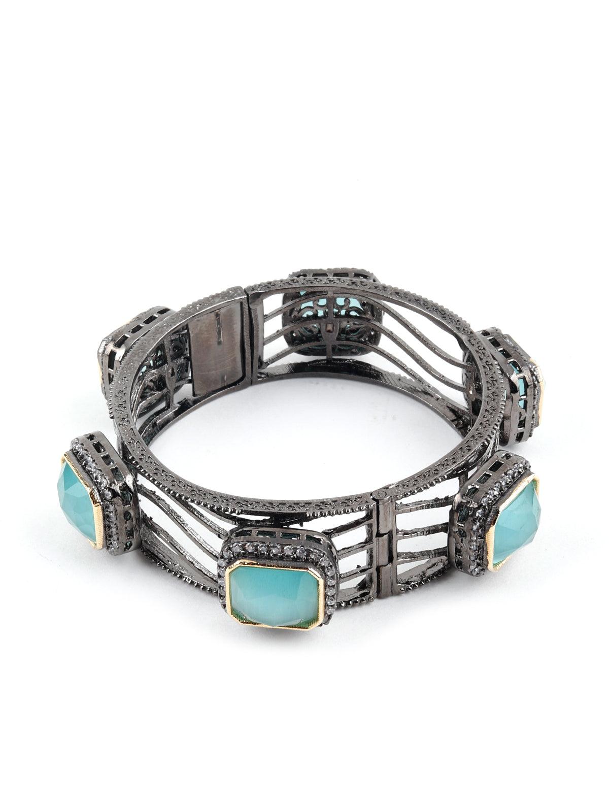Bright Green Crystal Statement Bracelet - Rajwada