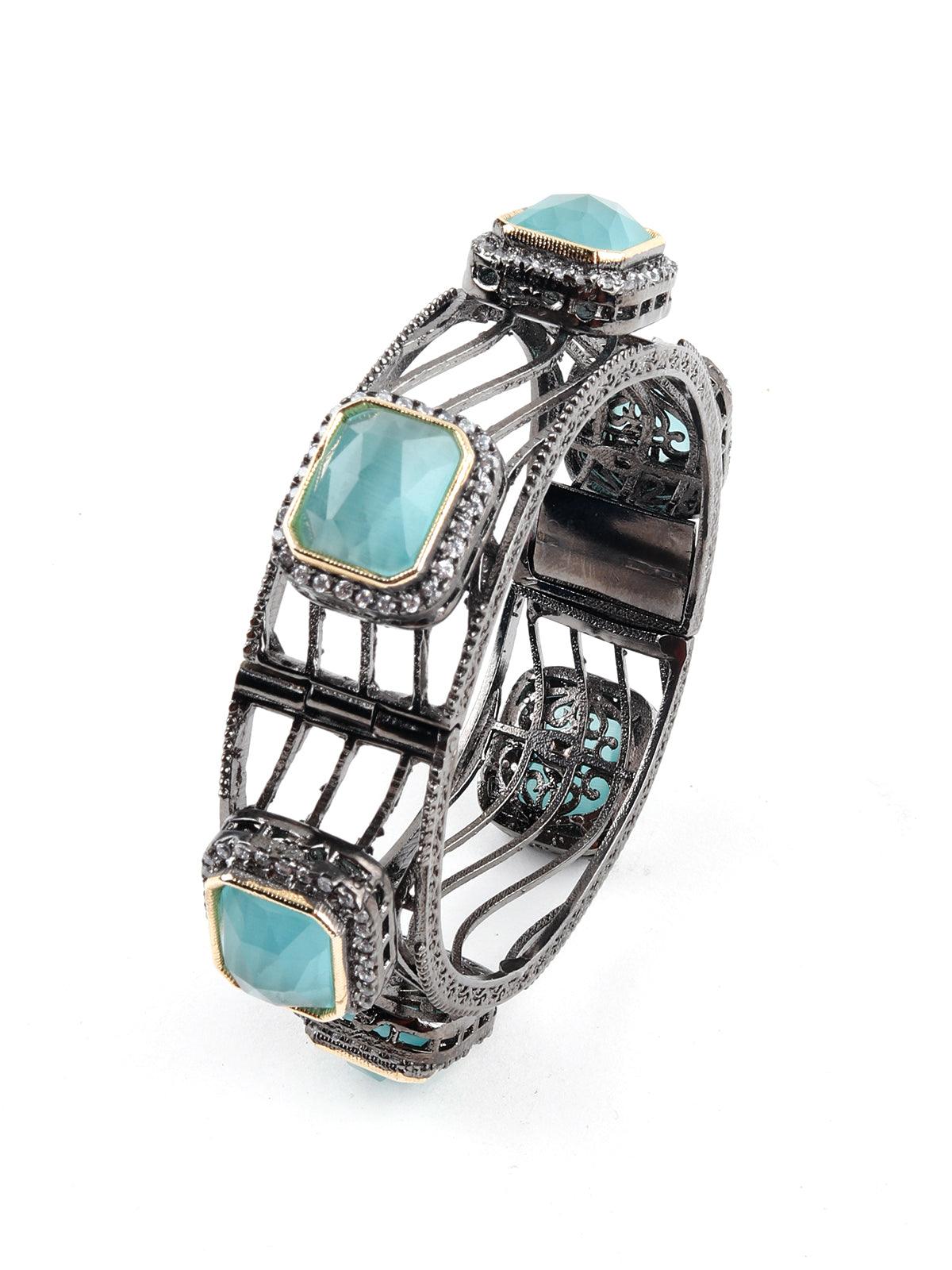 Bright Green Crystal Statement Bracelet - Rajwada