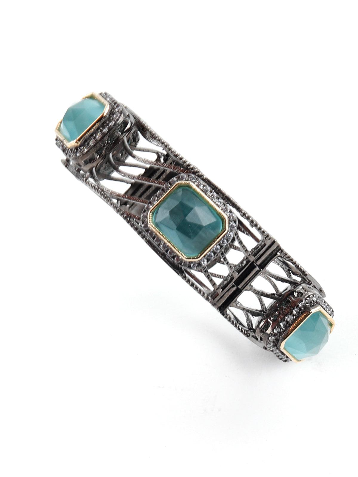 Bright Green Crystal Statement Bracelet - Rajwada