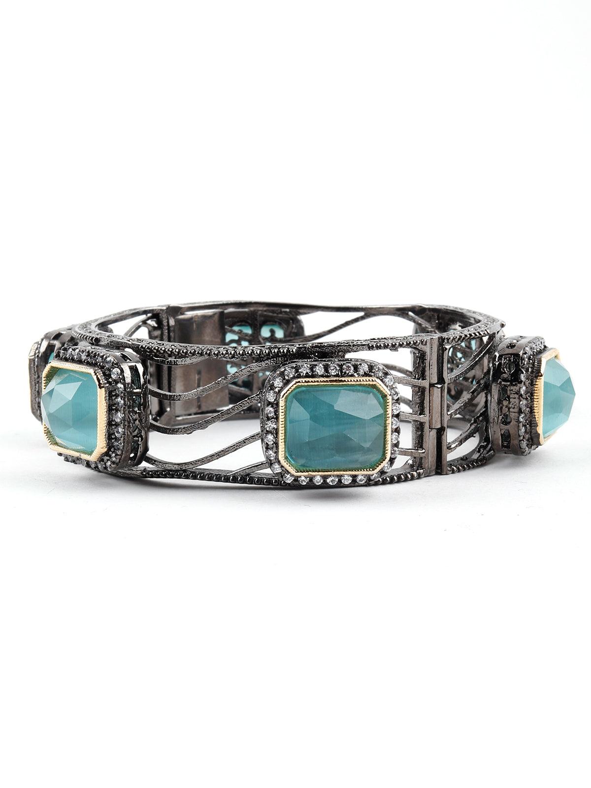 Bright Green Crystal Statement Bracelet - Rajwada