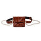 Brown crocodile textured double pearl belt bag - Rajwada