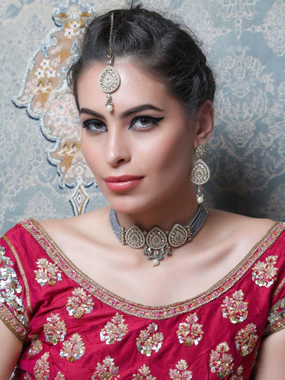 Choker with Cool Grey Vibes - Rajwada