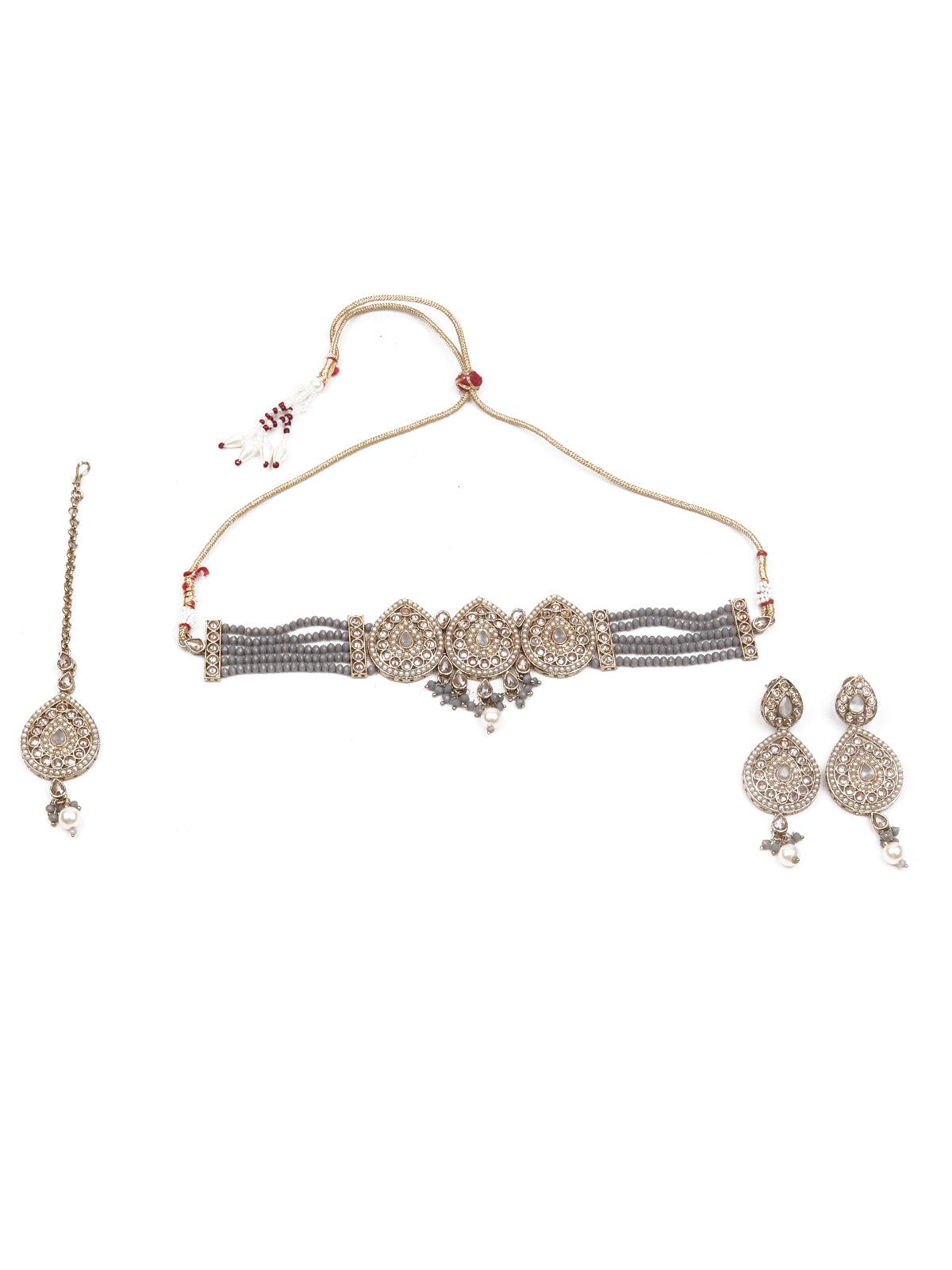Choker with Cool Grey Vibes - Rajwada