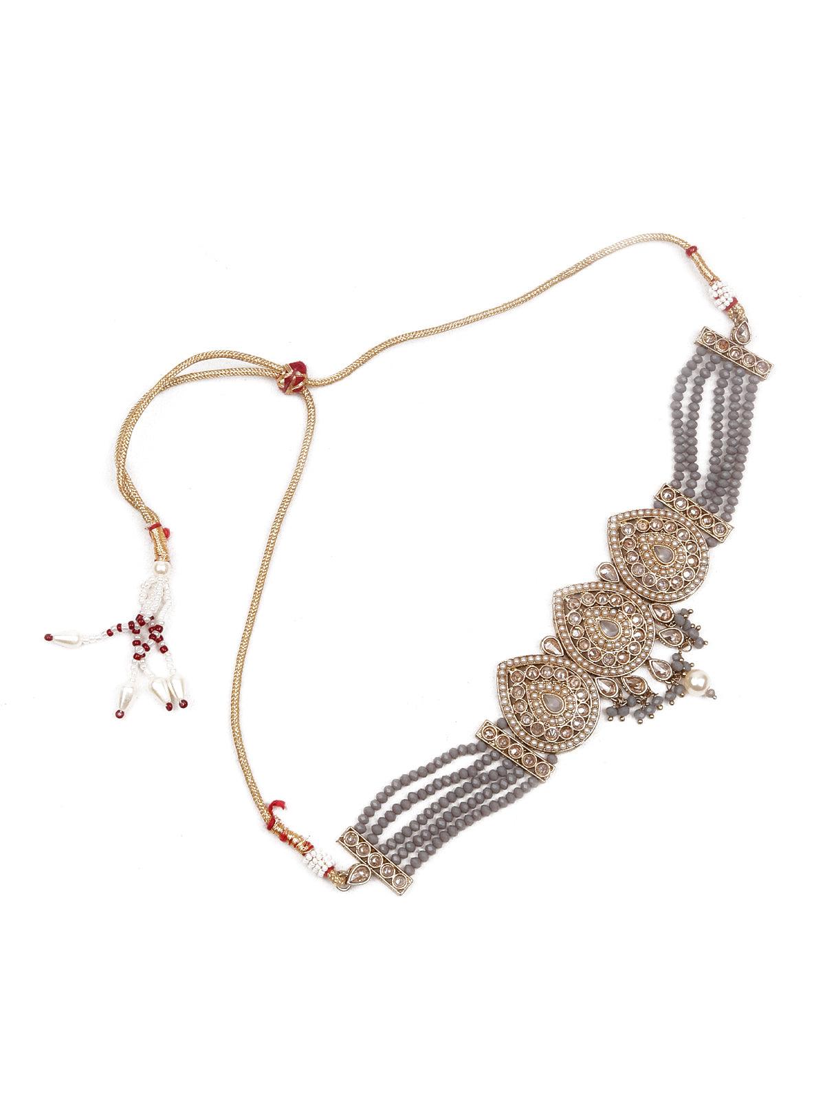 Choker with Cool Grey Vibes - Rajwada