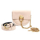 Classic Creamy Beige Gold Lock Belt-Bag - Rajwada