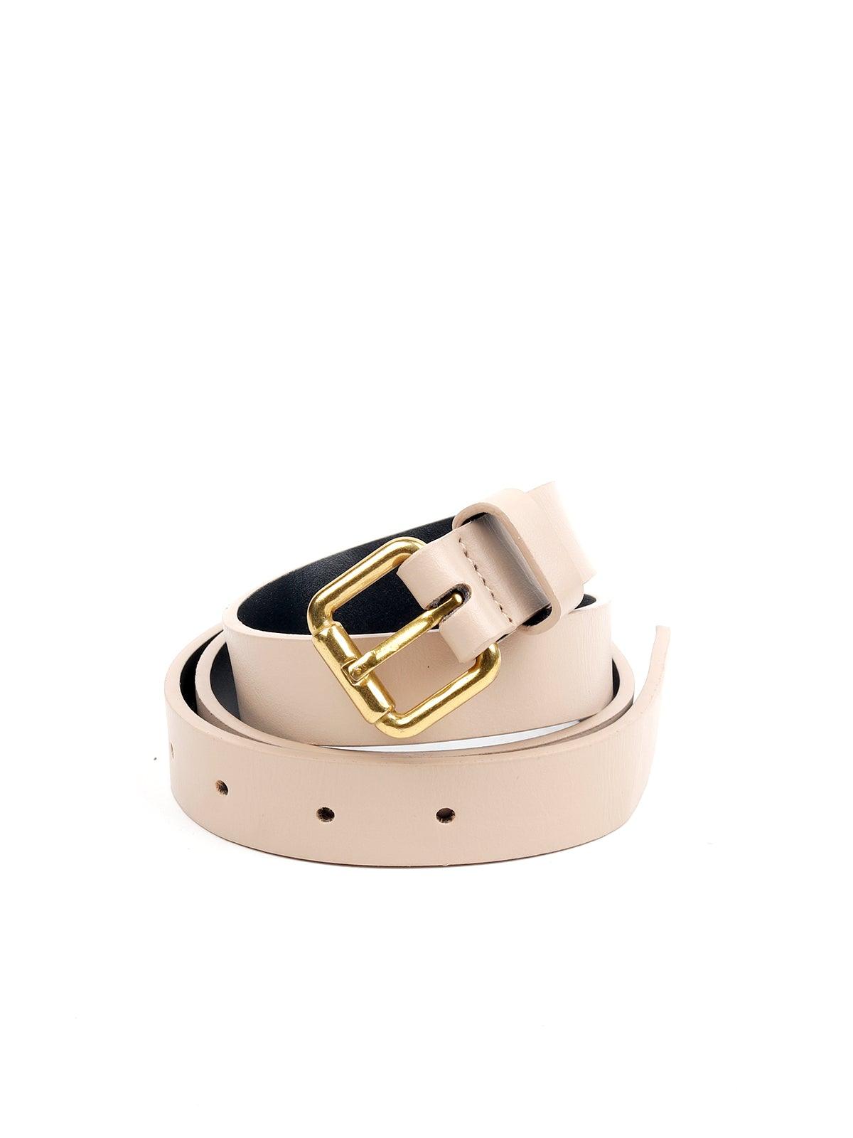 Classic Creamy Beige Gold Lock Belt-Bag - Rajwada