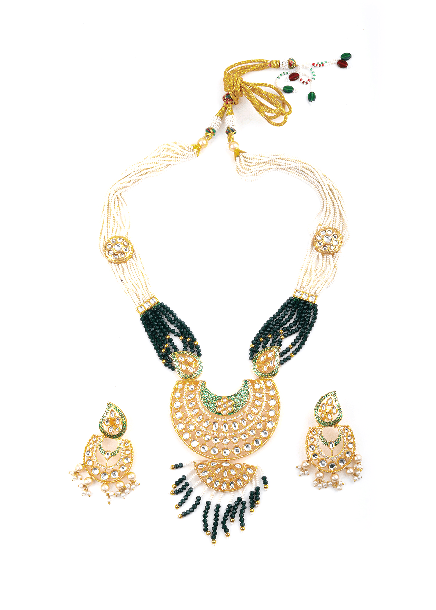 Classy Green Necklace Set - Rajwada