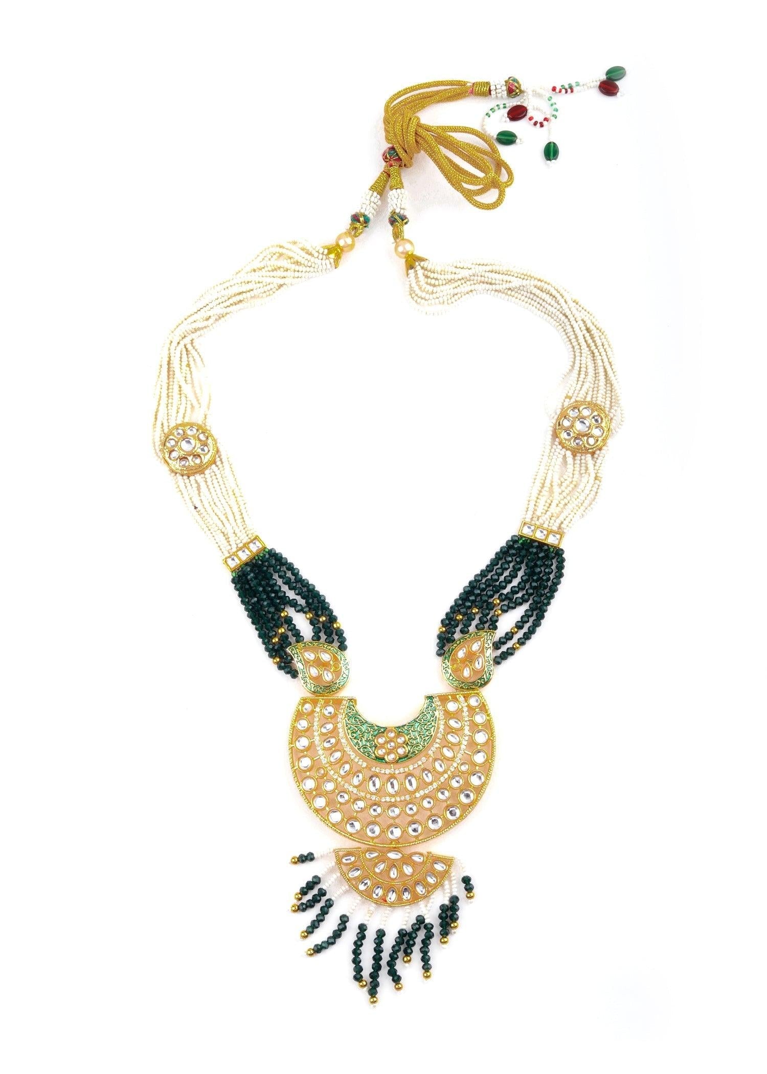 Classy Green Necklace Set - Rajwada