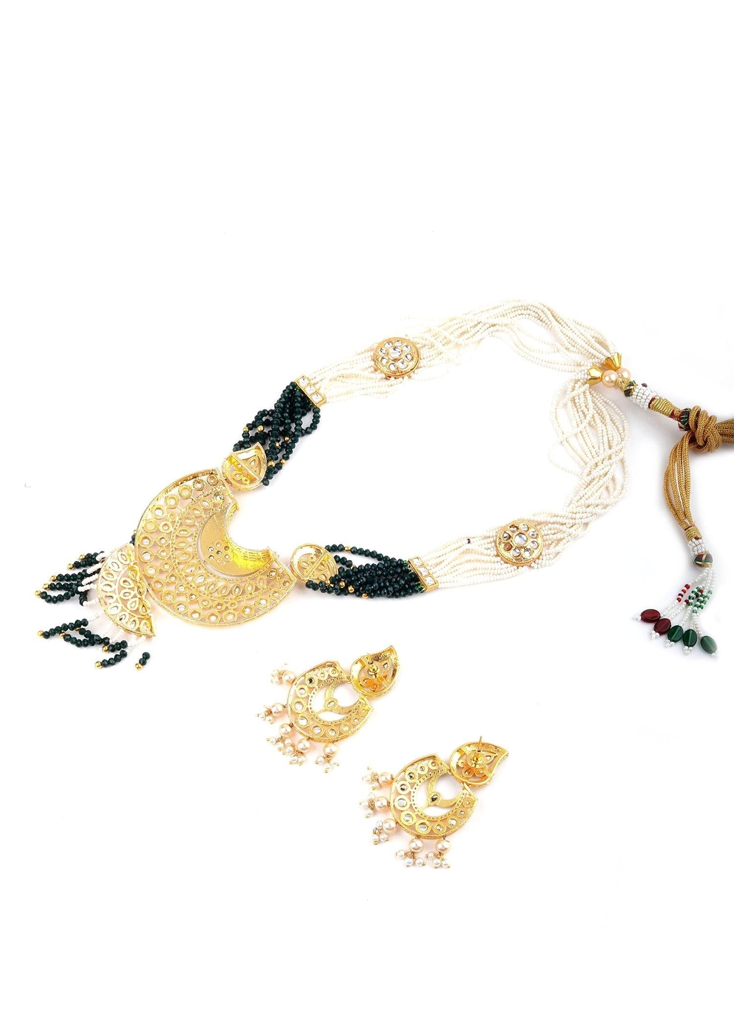 Classy Green Necklace Set - Rajwada