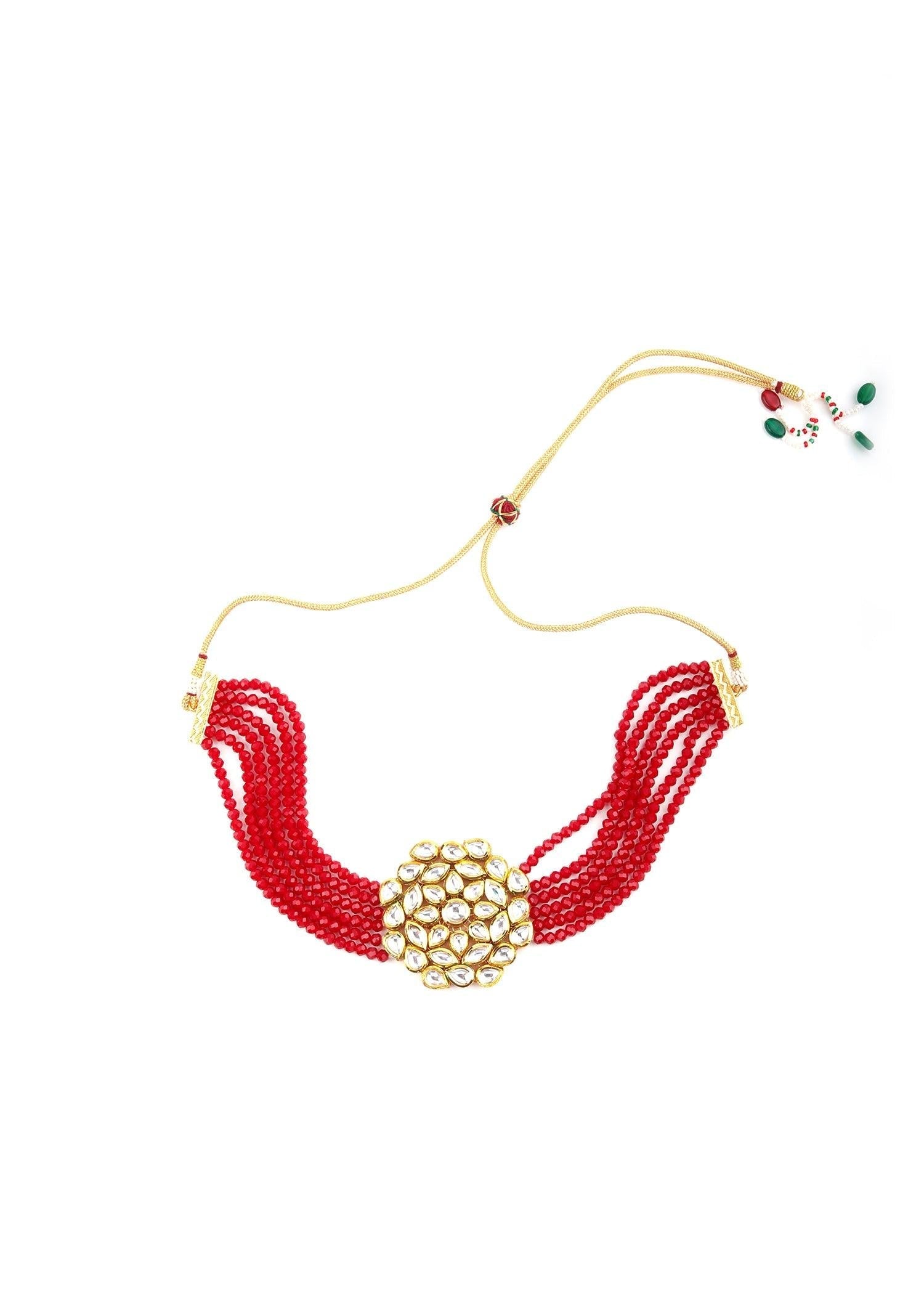 Classy Red Choker Set - Rajwada
